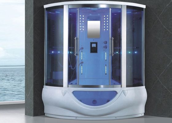 1700 mm de coin blanc acrylique salle de vapeur avec douche et bain de massage