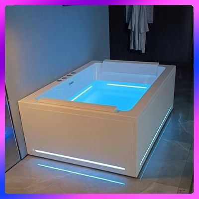 Ladodo E-8042 Une baignoire rectangulaire acrylique pour deux personnes avec des jets de massage à bande LED