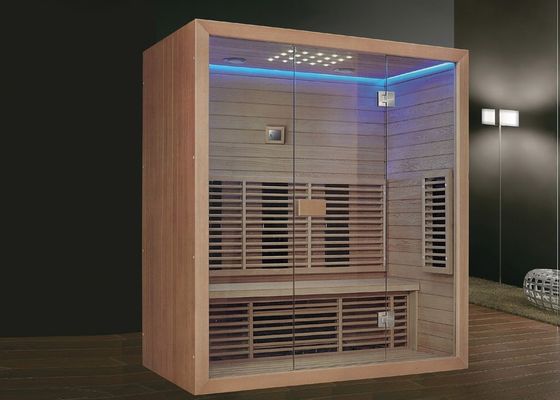 Sauna Bluetooth à musique infrarouge pour 3 personnes avec banc à l'intérieur