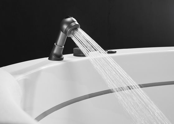 D1600mm baignoire de massage ronde avec 2 bandes LED intérieures Bain à bulles caché - Adapté à 3 personnes Pour les petits espaces