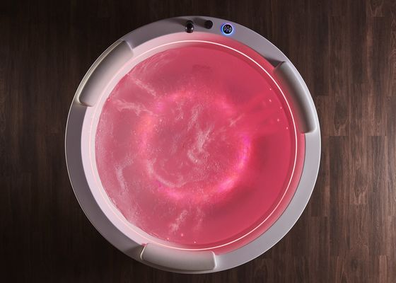 D1600mm baignoire de massage ronde avec 2 bandes LED intérieures Bain à bulles caché - Adapté à 3 personnes Pour les petits espaces