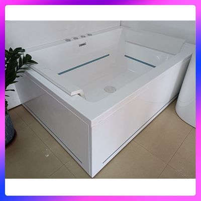 Ladodo E-8042 Une baignoire rectangulaire acrylique pour deux personnes avec des jets de massage à bande LED