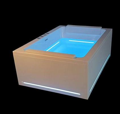 Ladodo E-8042 Une baignoire rectangulaire acrylique pour deux personnes avec des jets de massage à bande LED
